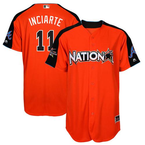 Braves #11 Ender Inciarte Orange All-Star National League Stitched MLB Jersey - Click Image to Close